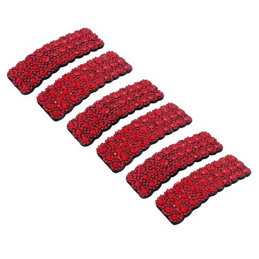 6PCS Rhinestones Snap Hair Clips for Women Girls Rectangular Hairpins Korean Barrettes Hair Accessories Red