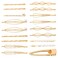 18 PCS Geometric Metal Gold Hair Styling Pins Girls Pearls Hair Clips Elegant Hair Barrettes Bridal Elegant Hair Barrette Set Gold Metal Bobby Pins Dainty Embellished Bobby Pins for Woman Girls