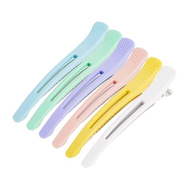 6PCS Professional Hair Clips for Styling Sectioning,Salon Hair Clip For Sectioning Hair,on Slip Duck Billed Hair Clips with Silicone Band for Women Men (multicolour)