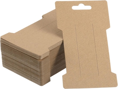 PATIKIL Hair Clip Display Cards, 100 Pack Paper Cardboard Hair Bow Holder Rectangle Hair Barrettes for Jewelry Hair Accessories Display and Organizing, Brown