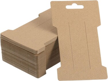 PATIKIL Hair Clip Display Cards, 200 Pack Paper Cardboard Hair Bow Holder Rectangle Hair Barrettes for Jewelry Hair Accessories Display and Organizing, Brown