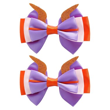 2PC Purple Dragon Ears Hair Bow Clips 4 Inch Women Dragon Horns Halloween Costume Hair Accessories for Figment