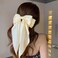 Beige Ribbon for Hair Bows Clips for Girls Big Bow Hair Clips Long Tail Hair Bows for Women Butterfly Bow Hair Barrettes Big Bowknot Ribbon Hair Pin Clips Large Silk Satin Hair Bow Accessories