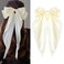 Beige Ribbon for Hair Bows Clips for Girls Big Bow Hair Clips Long Tail Hair Bows for Women Butterfly Bow Hair Barrettes Big Bowknot Ribbon Hair Pin Clips Large Silk Satin Hair Bow Accessories