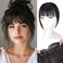 QGZ Clip in Bangs Hair Clip 100% Real Human Hair Clip on Bangs for Women 3 Secure Clip in Hair Extension Natural Full Coverage Thick French Fake Bangs (Black)