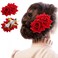 Rose Flower Hair Combs Red Rose Flower Bohemia Flannel Elegant Hairpins Bride Hanfu Costume Hair Clips Decor Accessories for Women Girls Party Wedding Mother's Day Headpieces
