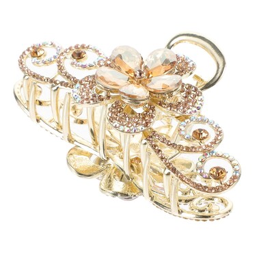 Vintage Rhinestone Hair Claw Clips - Alloy Fancy Hair Accessory with Pins and Large Jaw Clips