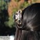 French Amie Flower Bloom Silver Onyx Grey Small 3" Handmade Cellulose Acetate Covered Spring Claw Clips No Slip Grip Hair Clips Claw Clamps for Women and Girls, Made in France (Silver Onyx)
