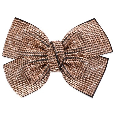 AHONEY Gold Hair Clip, 1Pack Rhinestone Hair Bow for Women, Sparkly Barrettes Hair Accessories, Glitter Hair Clips, Christmas Gift