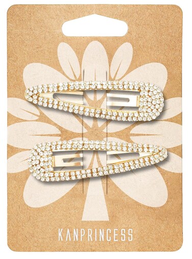 Hair Clip, 2Pcs 2.4Inch Rhinestone Hair Clips, Gold Hair Clips, Rhinestone Hair Accessories, Hair Barrettes for Women Girls Bridal, Wedding, Party, Prom