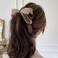 Ribbon Bow Banana Hair Clips for Women Girl，2PCS Vertical Ponytail Claw Clip Korean Style Bowknot Ponytail Claw Large Banana Clip for Thick Hair Accessories (Khaki)
