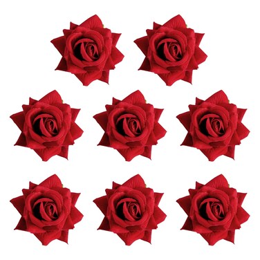 8 Pcs Rose Hair Clip Flower Hairpin Rose Brooch Floral Clips, 2.75" Rose Flowers Mexican Hair Flowers Pin up Headpieces for Woman Girl Halloween Wedding Party Valentine Mother's Day Gift (Red)