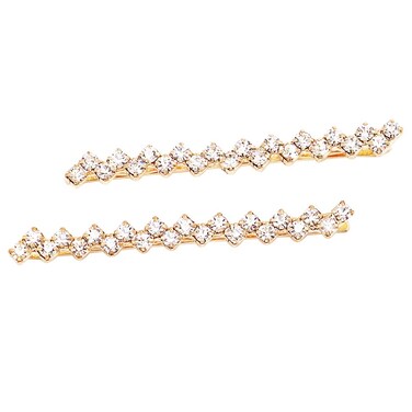 Rosemarie Collections Women's Set Of 2 Hair Clip Sparkling Crystal Bobby Pins, 2.25" (Gold Tone/Clear), Two Per Pack 2.25 Inches long