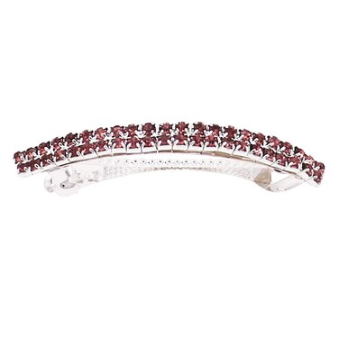 Rosemarie Collections Women's Classic Style Double Row Crystal Rhinestone Locking Hair Clip Barrette, 3" (Vintage Rose)