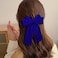 Elegant Big Hair Bow Clips for Women and Girls - 7" Velvet Blue Accessories, Gift for Mom, Wedding, Prom, Dating, Back to School