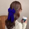 Elegant Big Hair Bow Clips for Women and Girls - 7" Velvet Blue Accessories, Gift for Mom, Wedding, Prom, Dating, Back to School