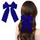 Elegant Big Hair Bow Clips for Women and Girls - 7" Velvet Blue Accessories, Gift for Mom, Wedding, Prom, Dating, Back to School