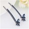 Ruihfas 1 Pair Fashion Crystal Rhinestone Bobby Pins Bow Square Love Hair Pins Clips Accessories for Women Girls (Dark Blue Dragonfly)
