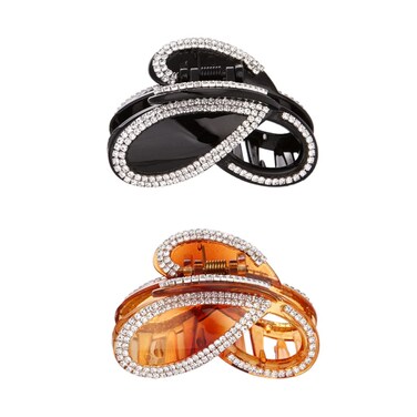 Ruihfas 2 Pcs Korean Fashion Hair Claw Clips Crystal Rhinestone Hair Jaw Clip Hair Clamps for Women Girls