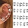 20 PCS Silver Hair Jewelry for Braids Crystal Rhinestone Dreadlock Metal Braid Clips Non-Piercing Ear Clip Cuffs Jewelry for Women Men Hair Accessories Braid Tools