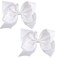 2 PCS 8 Inch Boutique Hair Bows Clips for Girls Toddler, Grosgrain Ribbon Big Large Bows Alligator Clips Kids Hair Accessories (White, Set-1)