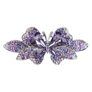 Crystal Rhinestones Hair Barrette French Hair for Women Small Hairpin for Mom Butterfly Hair Clips (Purple)