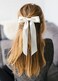 Furling Pompoms Hair Bow Clips for Women,White Hair Bows Clips,2pcs Long Tail Ribbons Bows, Big Satin Bows Hairpins Barrettes Girls Hair Accessories