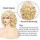 CLIONE Short Curly Wig with Bangs Blonde Curly Wigs for Women Afro Curly Synthetic Wig Short Fluffy Bouncy Curly Wigs Cosplay Party Costume Wigs