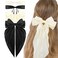 WHAVEL Hair Bow, 4PCS Hair Bow Ribbon for Hair Silky Satin Bow Clips with Long Tail - Cute Hair Clips (Black, Beige) for Women and Girls