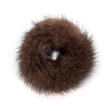 surell - Mink Pom pon Ponytail Holder - Gentle Damage Free Stretchy Hair Tie - Soft Wearable Fuzzy Furry Real Fur Scrunchie - High End Hair Beauty Accessories (Brown)