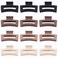 Hair Claw Clips, 3.5 Inch Medium Hair Clips 12 Pcs Square Jaw Clips for Thick and Thin Hair - Brown, Matte Black, Dark Brown, Light Brown, Bulk Hair Accessories