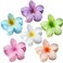Hawaiian Plumeria Hair Accessories - 6 Pack Large Claw Clips for Thick and Thin Hair, Beach Tropical Hair Clips for Women and Girls -Hawaiian