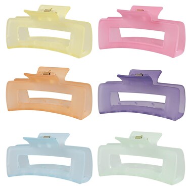 4 Inch Big Hair Claw Clips 6 Pcs Large Claw Clips for Thick Hair Square Hair Clips for Women Rectangle Hair Clips Nonslip Acrylic Banana Jaw Clips Hair Accessories for Girls -Ice Cream