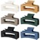3.5 Inch Medium Hair Claw Clips 6 Pack Hair Clips for Women Square Claw Clips Rectangle Clips for Hair Banana Jaw Clips Hair Accessories for Girls -Neutral