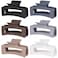 3.5 Inch Medium Hair Claw Clips 6 Pack Hair Clips for Women Square Claw Clips Rectangle Clips for Hair Banana Jaw Clips Hair Accessories for Girls -Brown Grey
