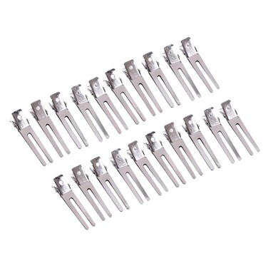 50 Pcs Double Prong Hair Clips Curl Clips 1.77 Inches Metal Alligator Hair Pins Styling Clips for Salon Hair Extensions