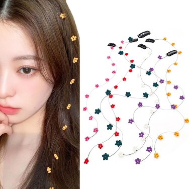 6 Pcs Flower Tassel Hair Clip Resin Invisible Streamline Insert Hairpins, Flower Hair Extensions Clip Flower-Shaped Korean Style Hair Accessories for Women Girls