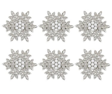 Penta Angel Snowflake Hair Clips 6Pcs Small Sparkly Christmas Rhinestone Pearl Hair Barrette Hairpins Accessories for Women (6, 3 cm)