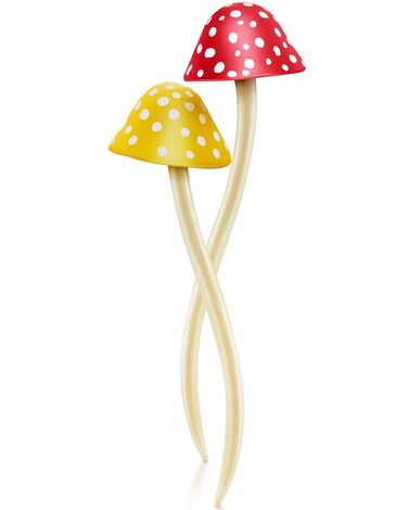 Taiyin 2 Pcs 2 Pcs Mushroom Hair Accessories Hair Sticks for Buns Mushroom Hair Clip (Red,Yellow)