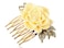 Alilang Gold Tone Sculpted Yellow Enamel Flower Rainbow Rhinestones Bow Leaves Hair Pin Clip Comb, One Size, 1 Piece