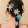 mdgfge Snowflake Hair Clip Blue White Christmas Hair Accessories for Women Girls Bow Hair Clips Festive Snowflake Hairpins Holiday Xmas Party Gifts Supplies(6Pcs)