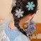 mdgfge Snowflake Hair Clip Blue White Christmas Hair Accessories for Women Girls Bow Hair Clips Festive Snowflake Hairpins Holiday Xmas Party Gifts Supplies(6Pcs)