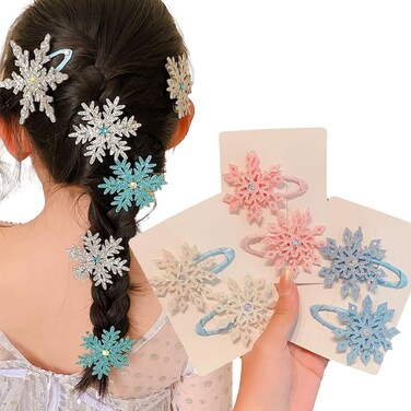 mdgfge Snowflake Hair Clip Blue White Christmas Hair Accessories for Women Girls Bow Hair Clips Festive Snowflake Hairpins Holiday Xmas Party Gifts Supplies(6Pcs)