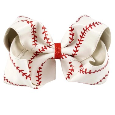 Jumbo Baseball Cheer Bow Clips 7.5" Big Glitter Leather Softball Hair Barrettes Game Day Girls Cheerleader Sports Player Fans Gift Large Ponytail Holder Decor Accessory