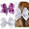 2PCS 5 Inches Sparkly Glitter Sequin Hair Bows Clips Hair Pins Silver Purple Hair Barrettes Headwear Hairpin Alligator Clips Bows for Girls Toddlers Kids Women