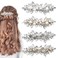4Pcs Rhinestone Hair Clips Silver Gold Crystal Prom Barrettes Fancy Flower French Hairpins Sparkle Wedding Prom First Communion Accessories for Women Girls Bridal Thick Long Hair
