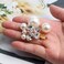 Small Pearl Alligator Hair Clips - Sparkly Rhinestone Butterfly Hair Accessories for Women or Bridal Girls in Wedding Prom Party, Set of 5 Pcs