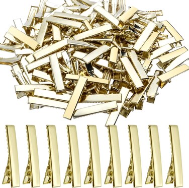 BronaGrand Flat Alligator Clips, 100pcs 3.2cm DIY Single Prong Metal Hair Clips Duckbill Hair Clips Blank Hair Slides for Crafts and Other Hair Accessories