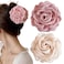 2Pcs Hawaiian Chiffon Pink Apricot Floral Fabric Silk Rose Tulle Blossom Hair Clips and Claw Clips, Summer Hair Accessories
