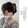 Large Hair Clips for Thick and Thin Hair Metal Sliver Bow Hair Claw Clips with White Pearls Design Elegant French Hairpins Jaw Clips Strong Hold Hair Accessories for Women Girls Daily Wedding Wear